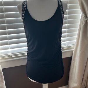 INC International Concepts Black Embellished Tank Top